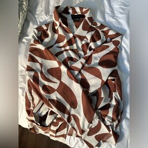 Sanctuary Tie-up Top White and Brown